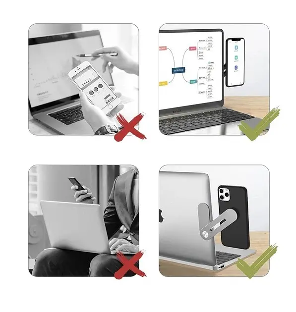 Магнітний металевий тримач для телефону до ноутбук Holder Multi-function 12 × 3 × 0,3 см на бічну панель - фото 7