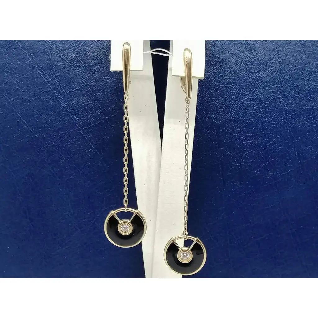 Золоті сережки Імперія золота з фіанітами і емаллю. СВ790И - фото 2