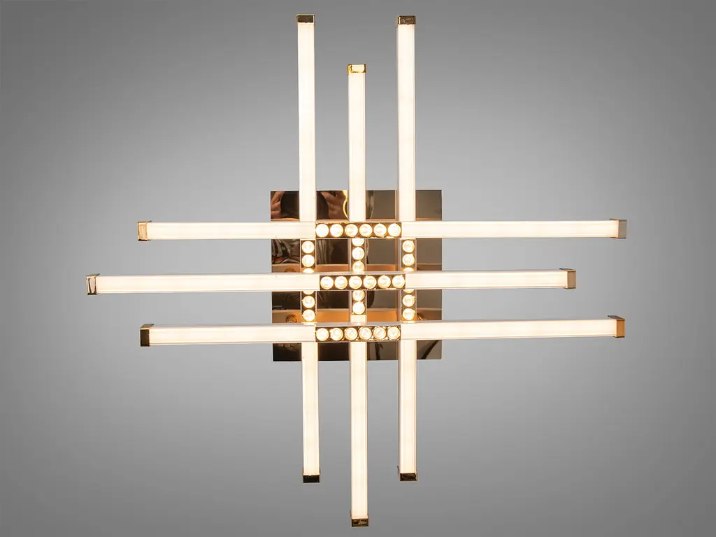 Сучасна стельова LED-люстра Diasha 2532WH+G dimmer Лінії білий+золото, 80Вт, 68 см, 10-20m² - фото 4