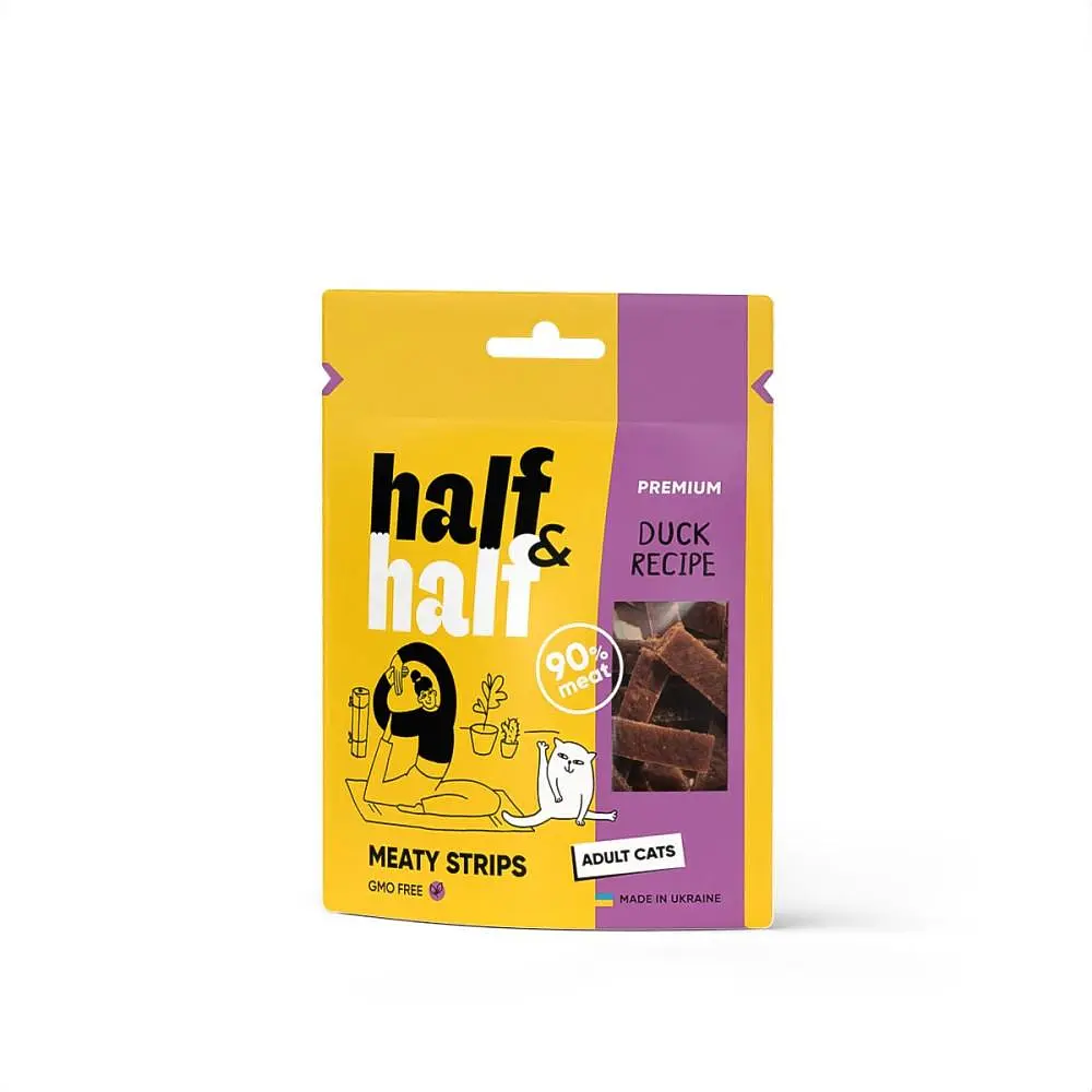 Ласощі для кішок Half&Half м'ясні смужки з качкою 50 г (арт.31847)