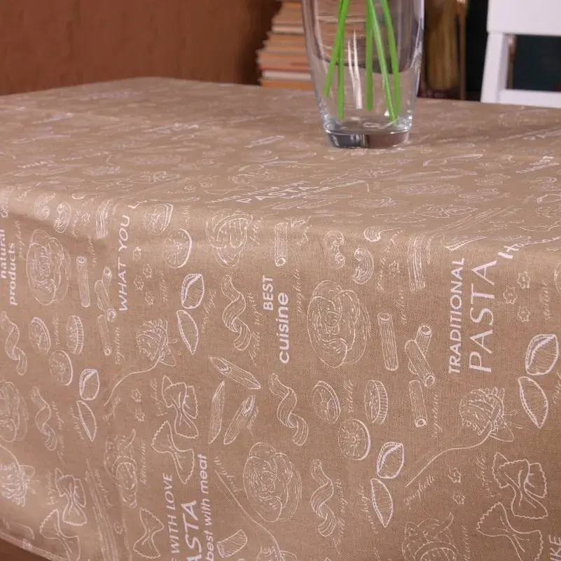 Скатертина MirSon №202 Brown paste 130х100 см рогожка кавова - фото 3