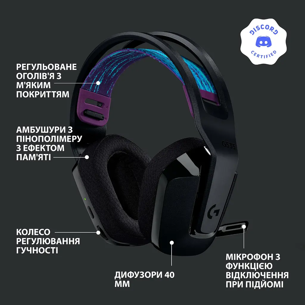 Навушники Logitech G535 Lightspeed Wireless Black (981-000972) - фото 6