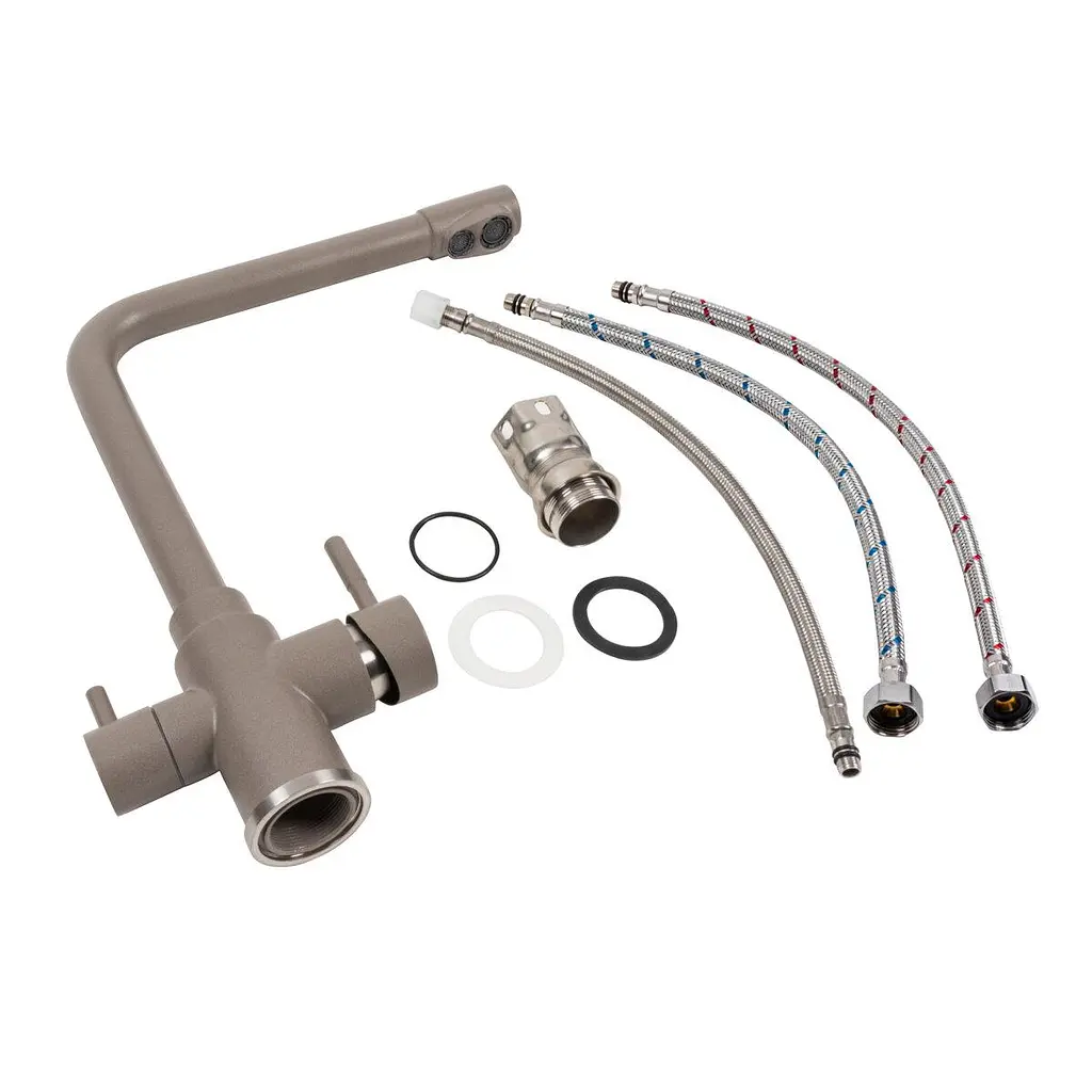 Смеситель под фильтр Platinum KT 8201 (8626) поворотный двухрычажный из нержавеющей стали дюна (SP000041073) - фото 2