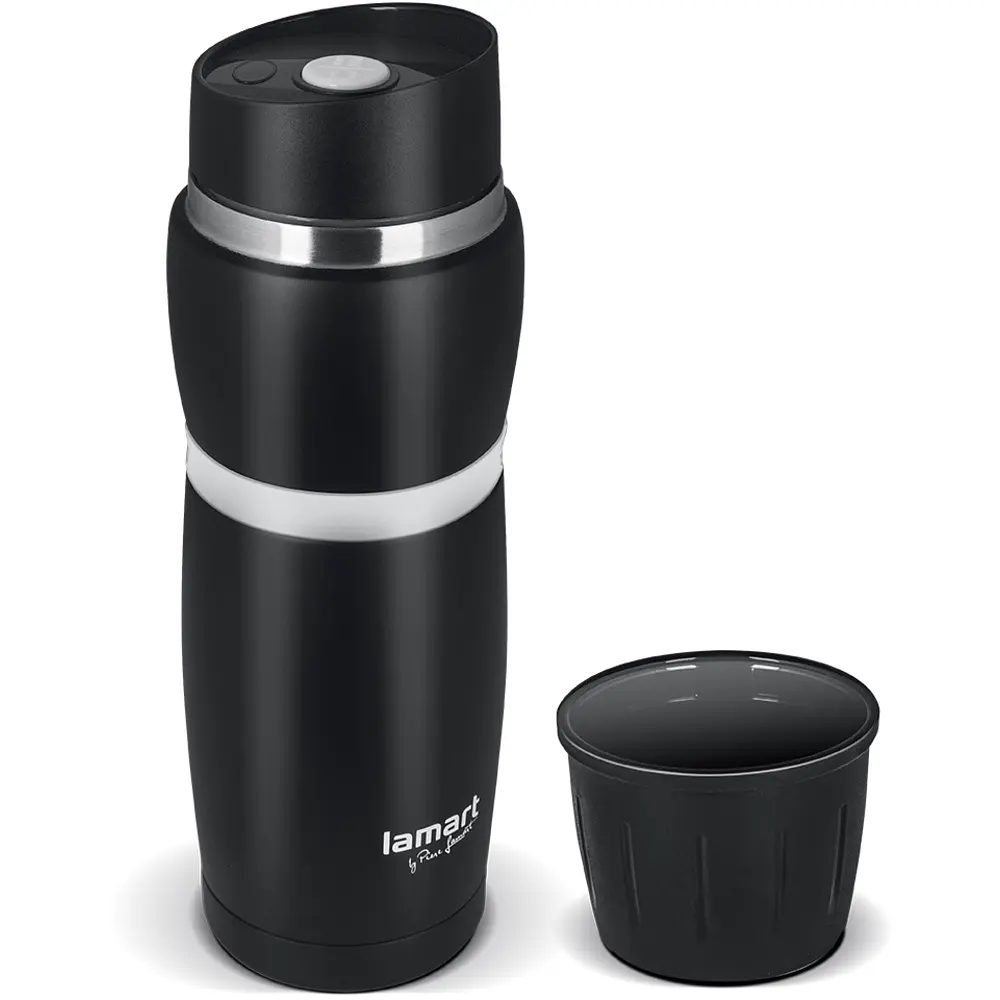 Термочашка Lamart Cup 380 мл чорна з білим (LT4052) - фото 2