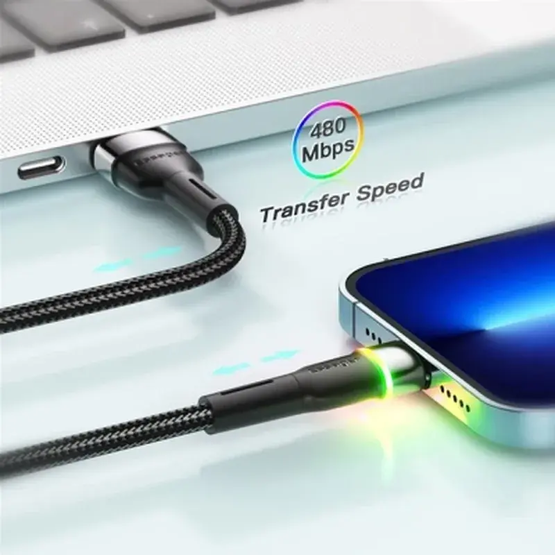 Дата кабель USB 2.0 AM to Lightning 1.0m 2.4A black Essager (EXCL-XCD01) - фото 7