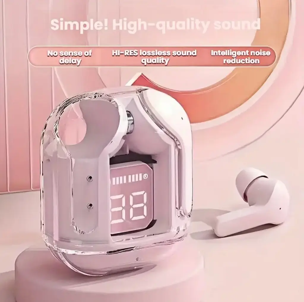 Бездротові Bluetooth-навушники T2 TWS з цифровим дисплеєм і Hi-Fi звуком рожеві - фото 13