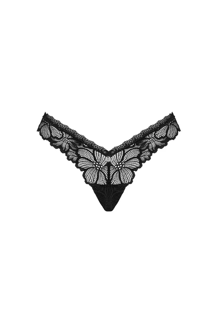 Трусики-стринги Obsessive Serafia XL/2XL чорний - фото 5