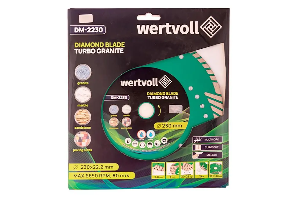 Диск отрезной алмазный MasterTool по бетону гранита Wertvoll 230мм Turbo Granite - фото 2