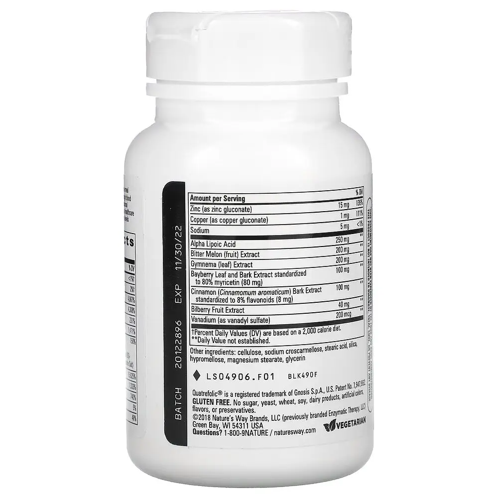 Натуральна добавка Nature's Way Blood Sugar, 60 таблеток для підтримки цукру в крові - фото 3