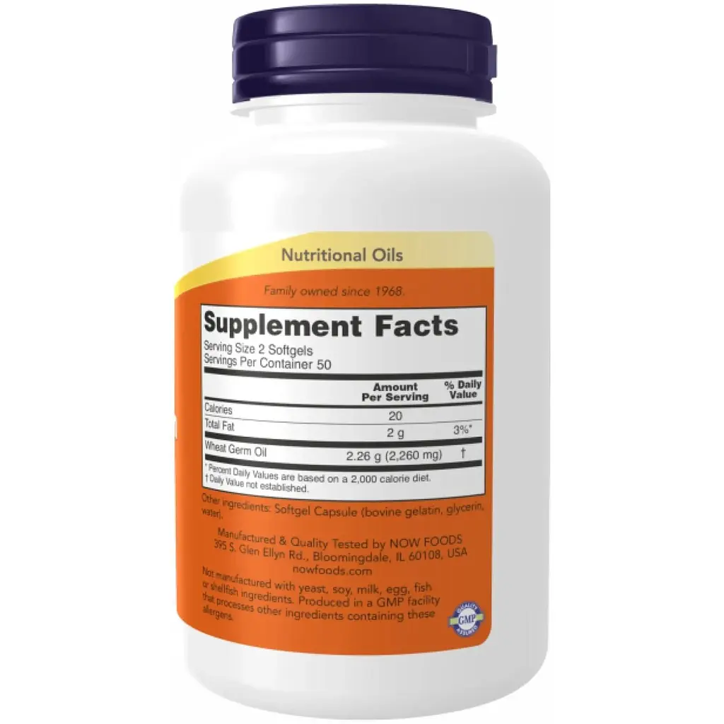 Олія зародків пшениці Now Foods Wheat Germ Oil 1130 mg 100 sgels - фото 2