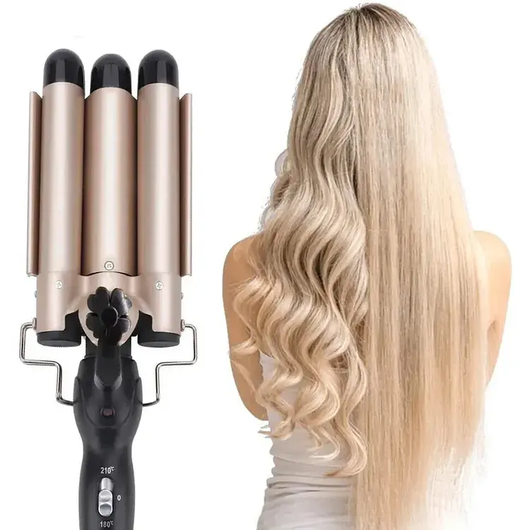 Плойка тройная Curli Girls М11 керамическое покрытие стайлер голливудская волна золотая - фото 7