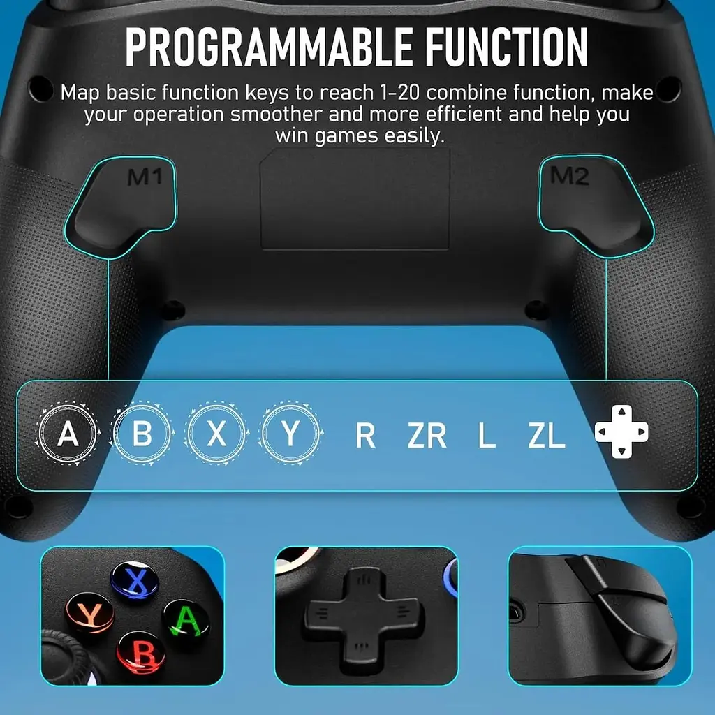 Контролер Bluetooth Switch Pro для Switch/Lite/OLED з джойстиком Hall Effect, Cool RGB Ligh контролер перемикача оновлення Diswoe - фото 6