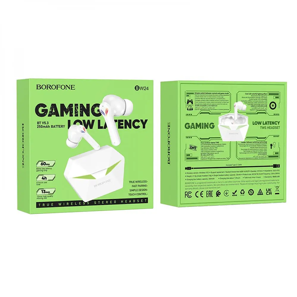 Блютуз Стерео Гарнитура Borofone BW24 Белый - фото 4