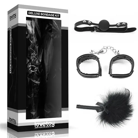 Набір БДСМ - Deluxe Bondage Kit (кляп, наручники, пір'їнка) - фото 5