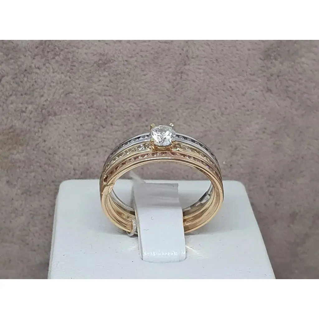 Золоте кільце Столична Ювелірна Фабрика 3 в 1 з фіанітами. 154488 18 - фото 3