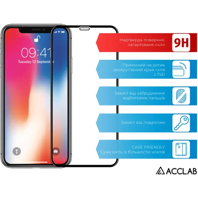 Скло захисне ACCLAB Full Glue ESD Apple Iphone XR/11 Black (1283126532146) - фото 3