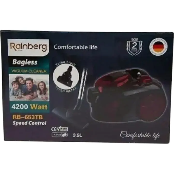 Циклонний пилосос Rainberg RB-653TB Хороший для дому з контейнером, турбощіткою колбовий без мішка - фото 5