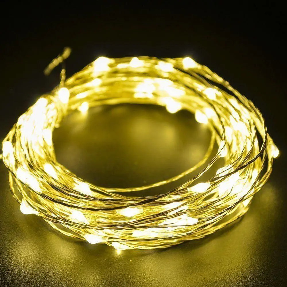 Светодиодная гирлянда SunLamp Капля Росы 100 LED 10 м теплый белый свет батарейки 3АА - фото 2