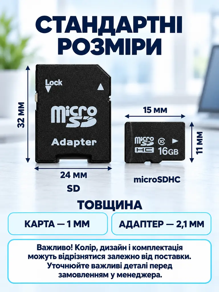 Карта пам'яті microSDHC 16 ГБ Class 10 з SD-адаптером Чорна (37261544) - фото 3