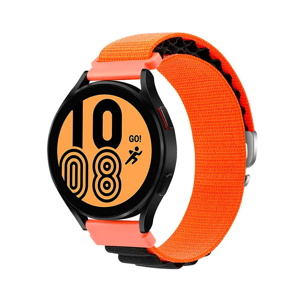Ремінець для Xiaomi Amazfit Bip Bip Lite Bip U Bip 1S Bip 3 - оранжево-чорний Watchbands NormalCloth Wave ширина кріплення 20мм нейлоновий (W26-2WB20712975) - фото 2