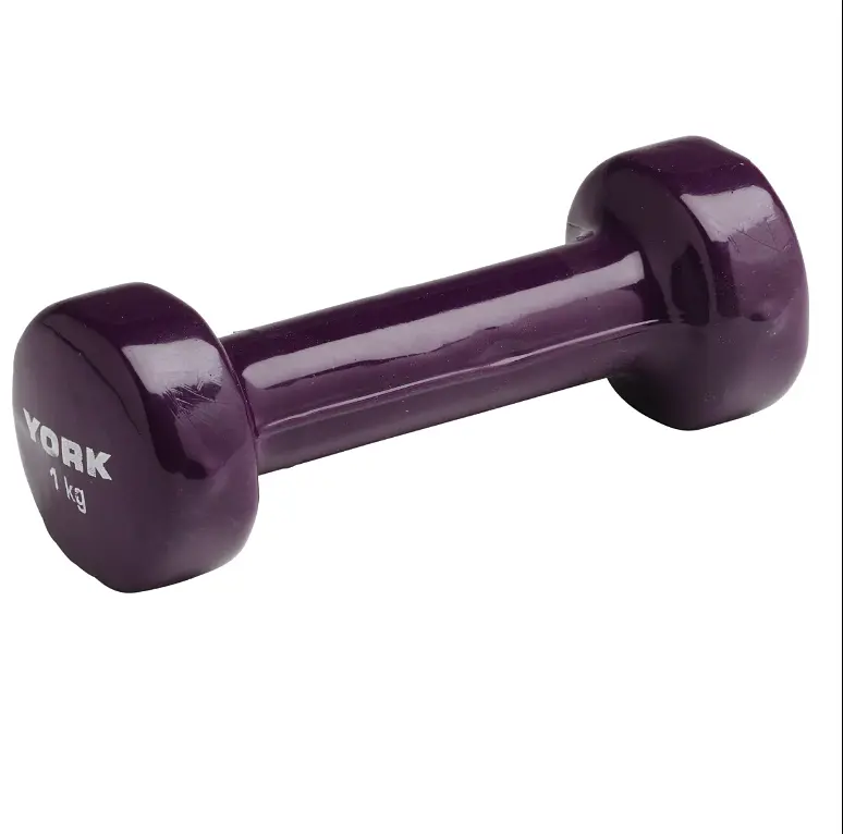 Гантелі для фітнесу вінілові круглі York Fitness 2х1кг фіолетовий - фото 3