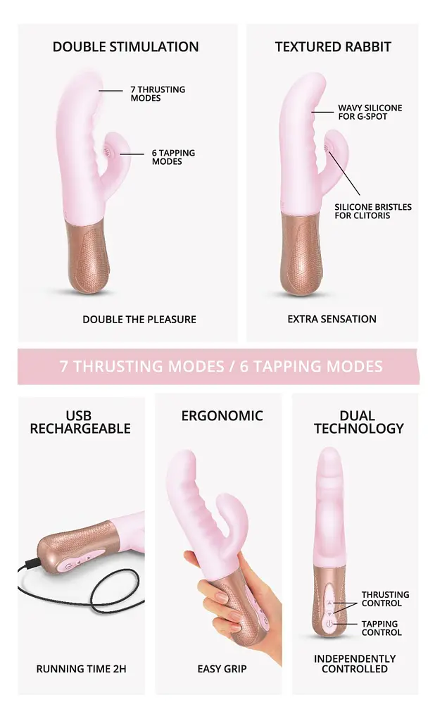 Подвійний пульсатор-кролик Love To Love SASSY BUNNY - BABY PINK - фото 6