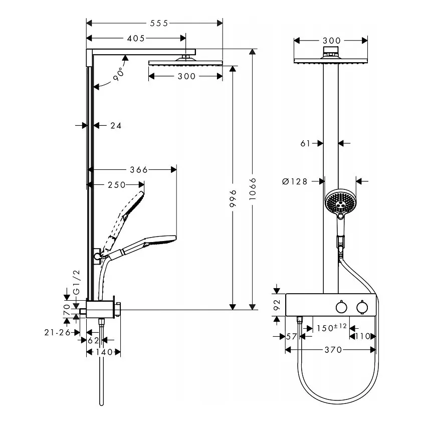 Душова система Hansgrohe Raindance E Showerpipe 1jet 27361000, Хром - фото 2
