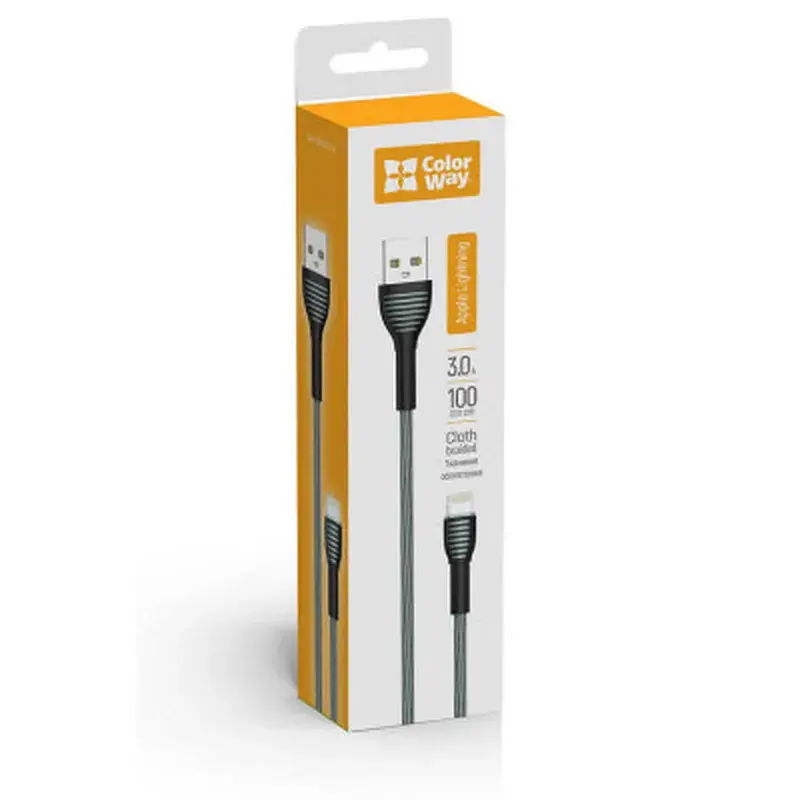 Дата кабель USB 2.0 AM to Lightning 1.0m ColorWay (CW-CBUL041-GR) - фото 8
