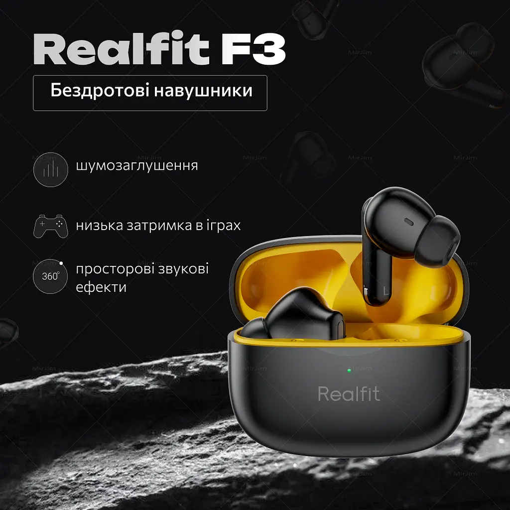 Бездротові навушники Realfit F3 Black - фото 2