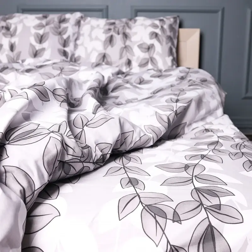 Наволочка MirSon Бязь 17-0695 Silver Foliage 50х50 см бело-серая (2200010452730) - фото 4