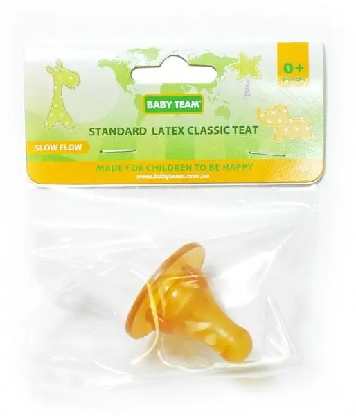 Соска латексна Baby Team, класична, від 0 міс., повільний потік, 1 шт. (2300) - фото 3