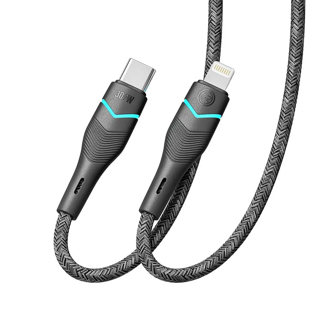 Кабель для зарядки USB Ridea RC-RL15 RGB Light Type-C to Lightning 30W 10V/3A 1.2 м Черный - фото 4