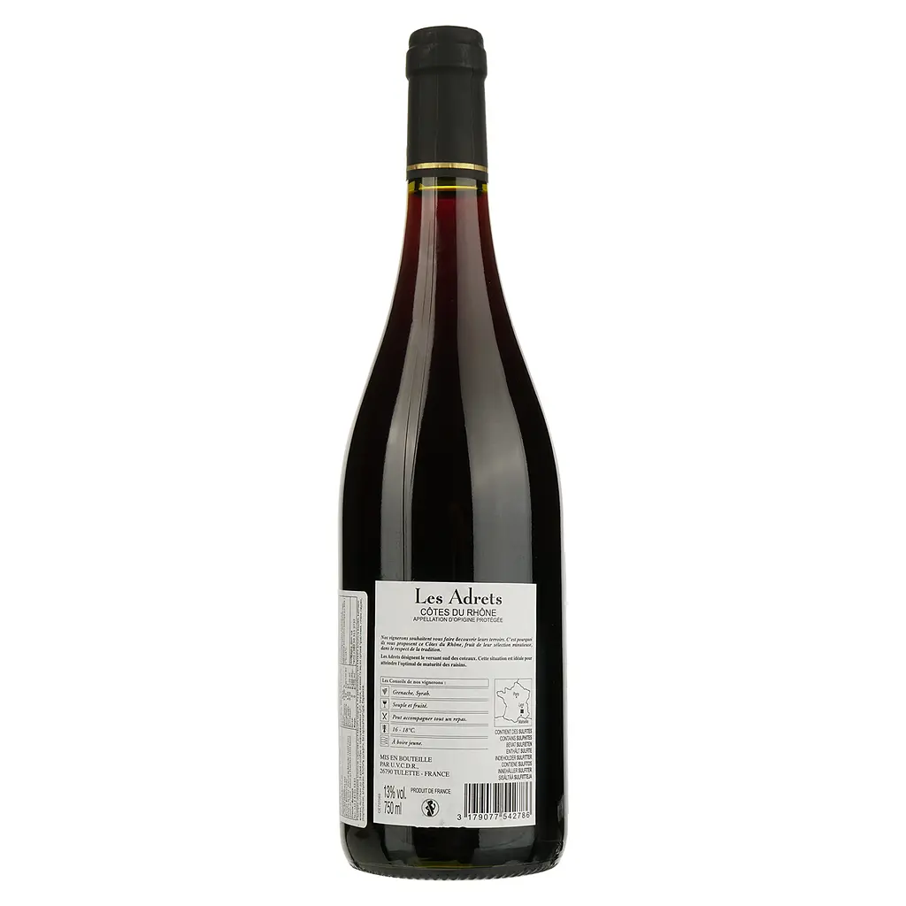 Вино Les Adrets AOC Cotes du Rhone Rouge червоне сухе 0.75 л - фото 2