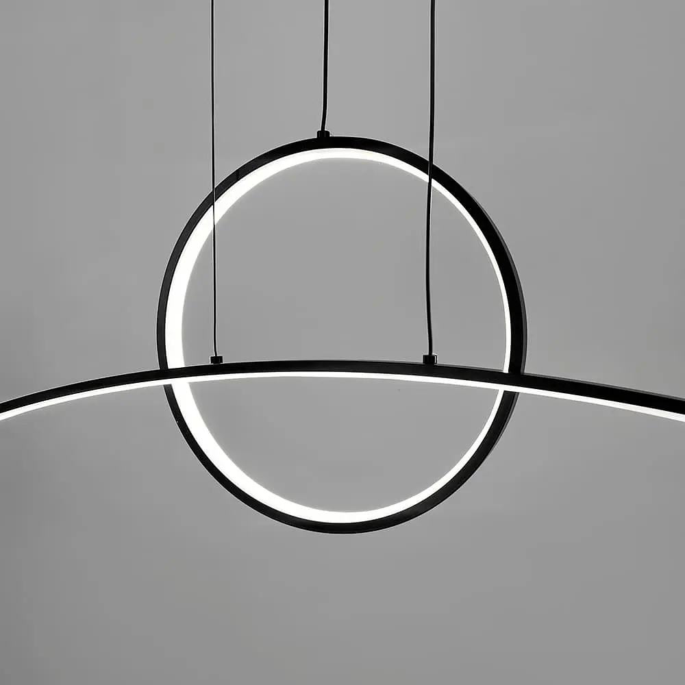 Удлиненная геометрическая люстра в черном корпусе 105 см | Ст. NO9-1000 BK | Line F - фото 4