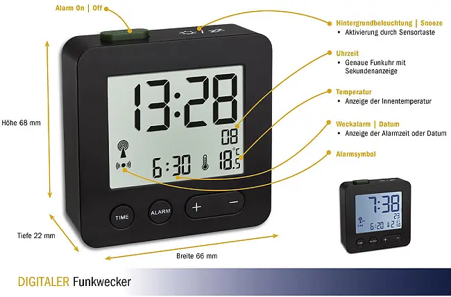 Годинник настільний з термометром і DCF сигналом TFA 60254501 - фото 4