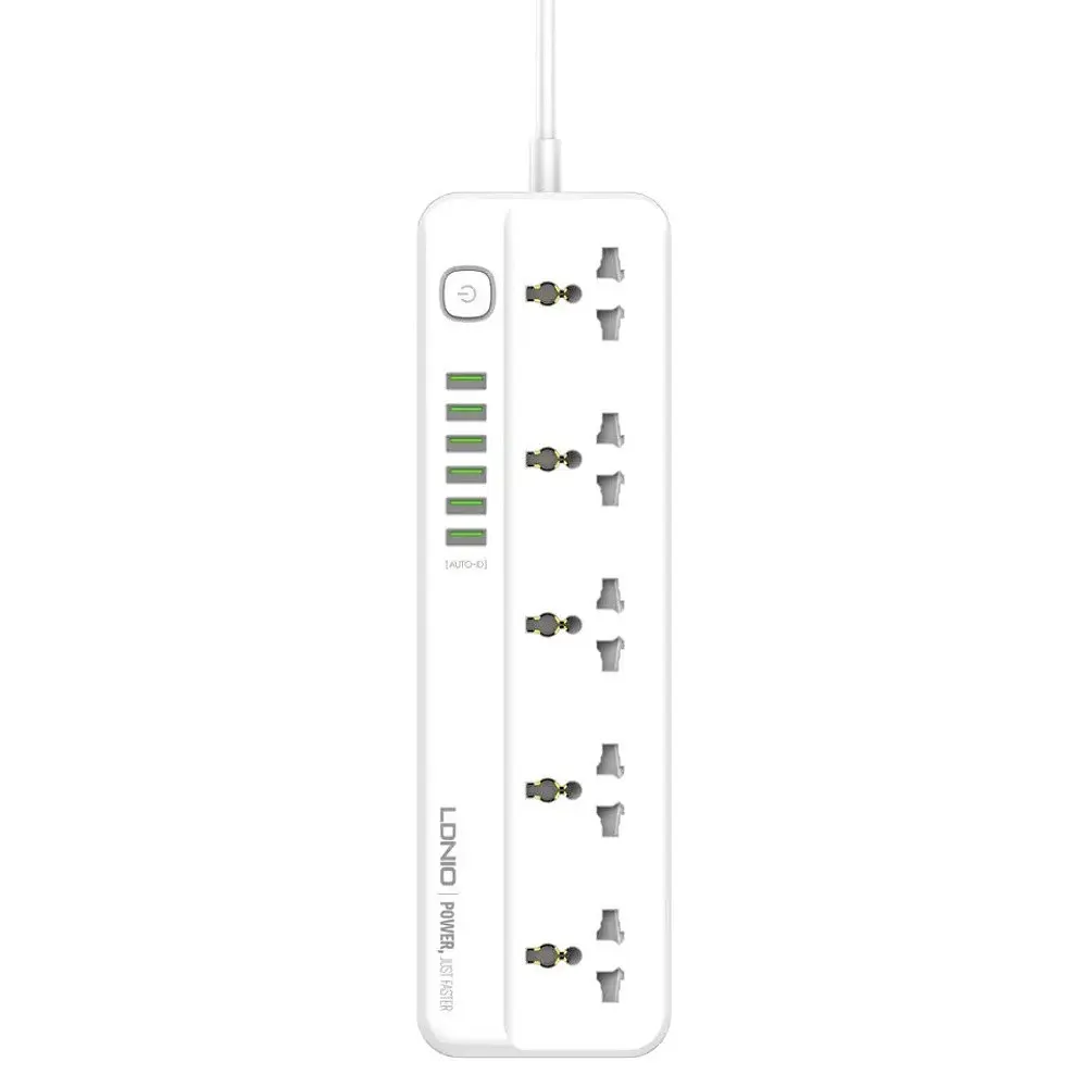 Сетевое зарядное устройство удлинитель LDNIO SC5614 6 USB 5 розеток 2m белый - фото 3