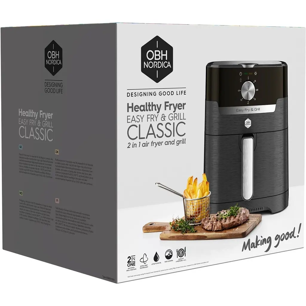 Мультипечь OBH Nordica EasyFry&Grill 1550 Вт черная (AG5018S0) - фото 3