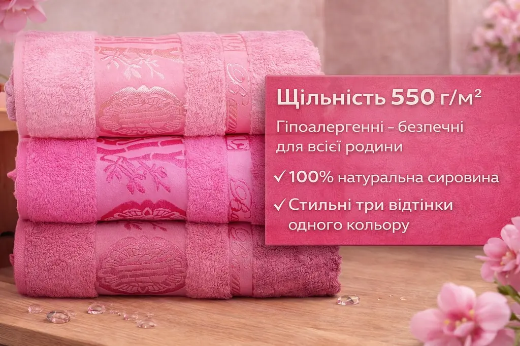 Набір турецьких бамбукових махрових рушників Zeron 3 штуки для обличчя 50х90 Bamboo рожевий - фото 3