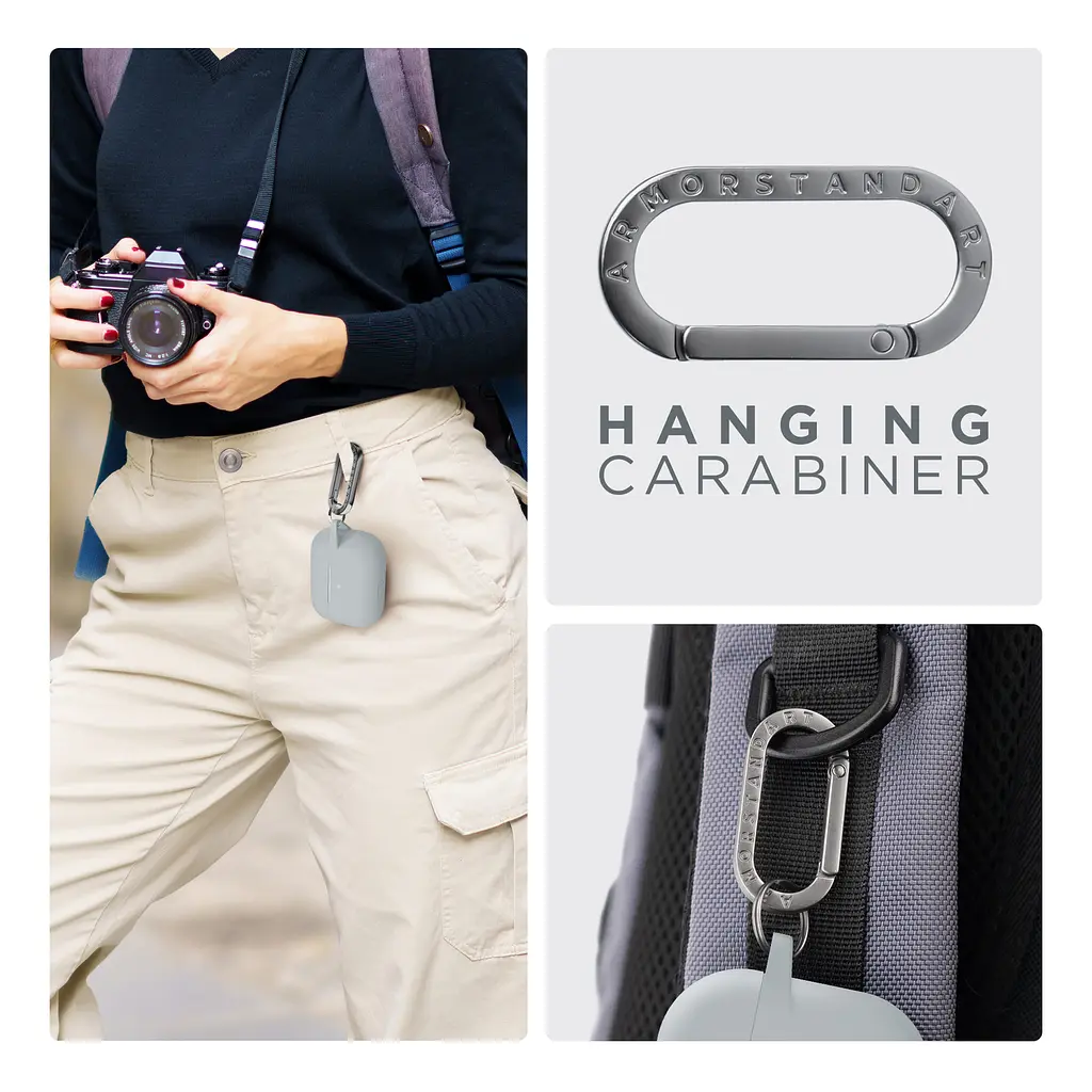 Силіконовий чохол для навушників Apple AirPods Pro, Hang Case, блакитний, ультратонкий захисний кейс товщиною 2 мм, захист від подряпин, пилу та ударів, компактний, з карабіном для кріплення, ArmorStandart (ARM56060) - фото 6