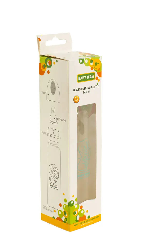 Бутылочка для кормления Baby Team, стеклянная, 250 мл, зеленый (1211_зайчик) - фото 4