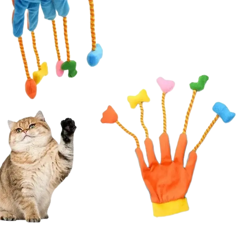 Іграшка для котів рукавичка-дразнилка канати + іграшки різнокольорова 22 х 11 см - фото 2