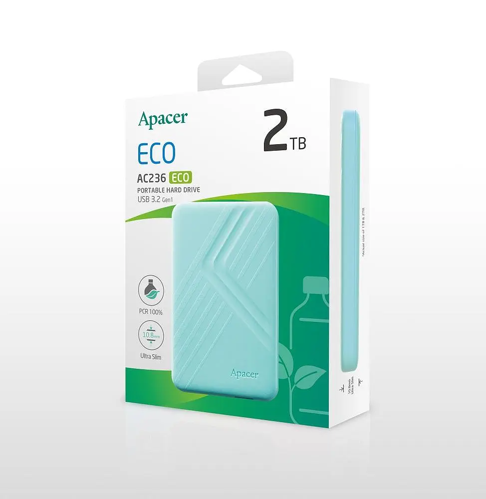 Зовнішній жорсткий диск Apacer PHD External 2.5'' USB 3.2 Gen. 1 AC236 ECO 2Tb Jelly mint (AP2TBAC236ECO-1) - фото 3