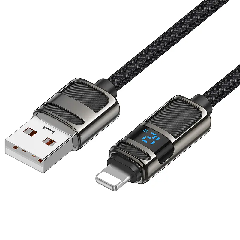 Кабель Hoco U137 Line charging data cable with display iP Black