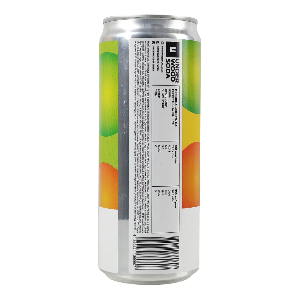 Напій безалкогольний Underwood Brewery Soda MangoxOrange газований натуральний 0.33 л - фото 3
