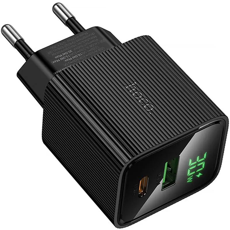 СЗУ Hoco CS84A Excellent with digital display PD30W+QC3.0 (1USB-A/1C) Black - фото 5
