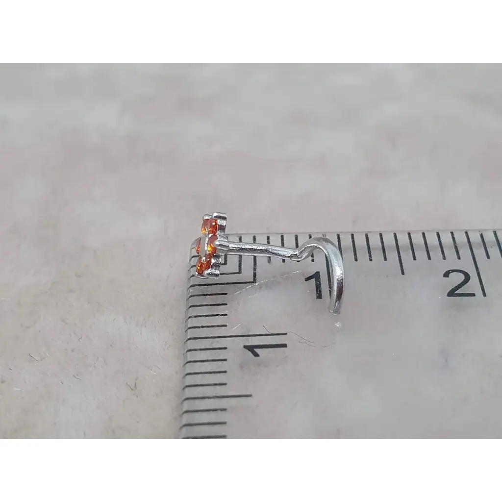 Серебряная серьга-пирсинг Астор в нос с фианитами. 8182434Р ОРАНЖ - фото 4