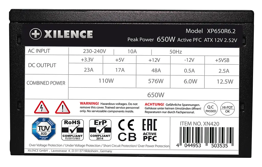 Блок живлення 650W Xilence XP650R6.2_Bulk Performance C+ 120mm, 80+ Білий, Bulk - фото 7