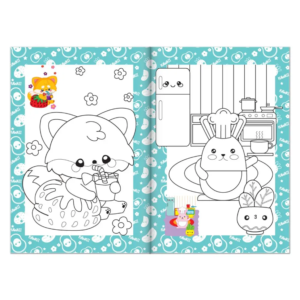 Книжка раскраска "Каваи" Апельсин РМ-48-42 с цветными подсказками - фото 2