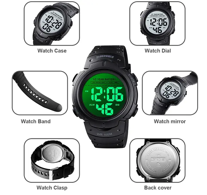 Годинник Skmei Neon 10 Bar Black - фото 9