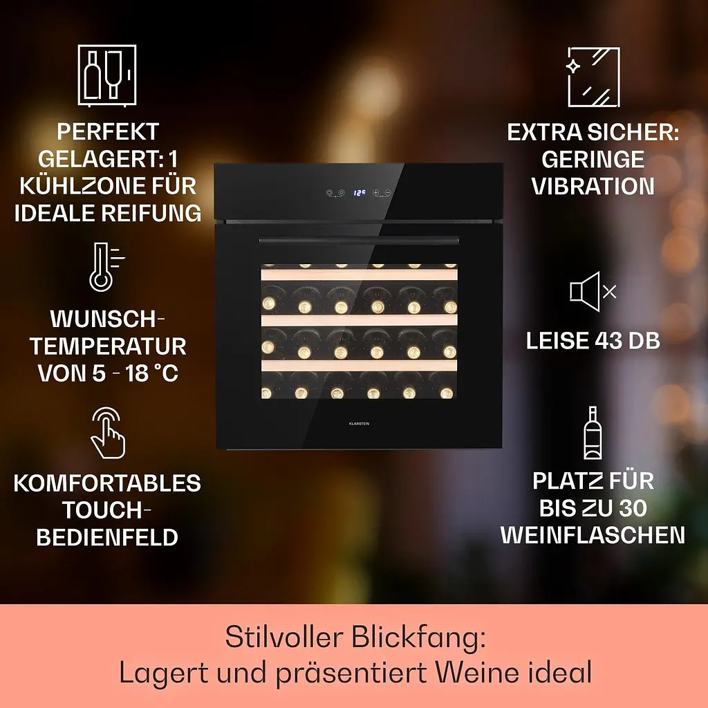 Винний холодильник вбудований Klarstein Vinsider 30 Uno (10041357) - фото 2